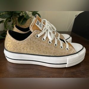 Chuck Taylor All Star Authentic Glam Platform Gold Leopard US W 7.